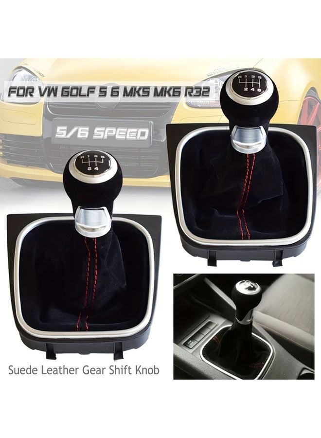 Red Circle Bright Black 6 Speed Gear Shift Knob Cover For Volkswagen Golf MK5 MK6 R32 GTI 2004 2009 - Image 3